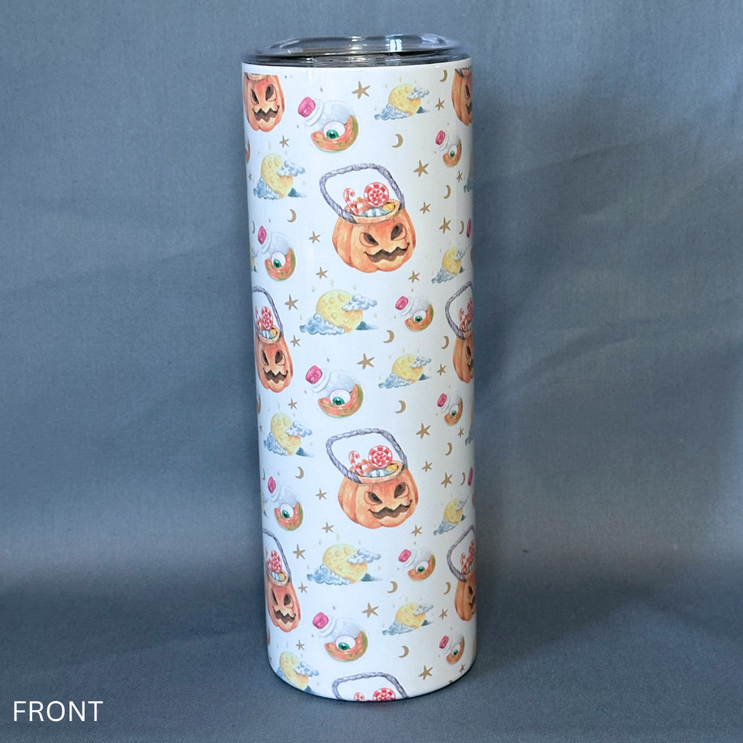 Trick or Treat Pumpkin - Metal Tumbler with lid (Insulated)