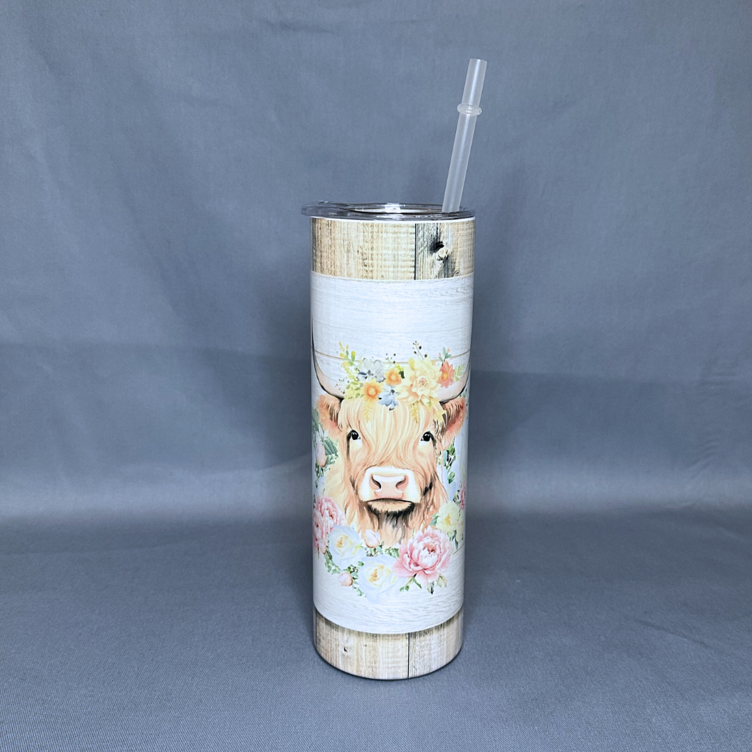 Highland Cow - Metal Tumbler with lid (Insulated)