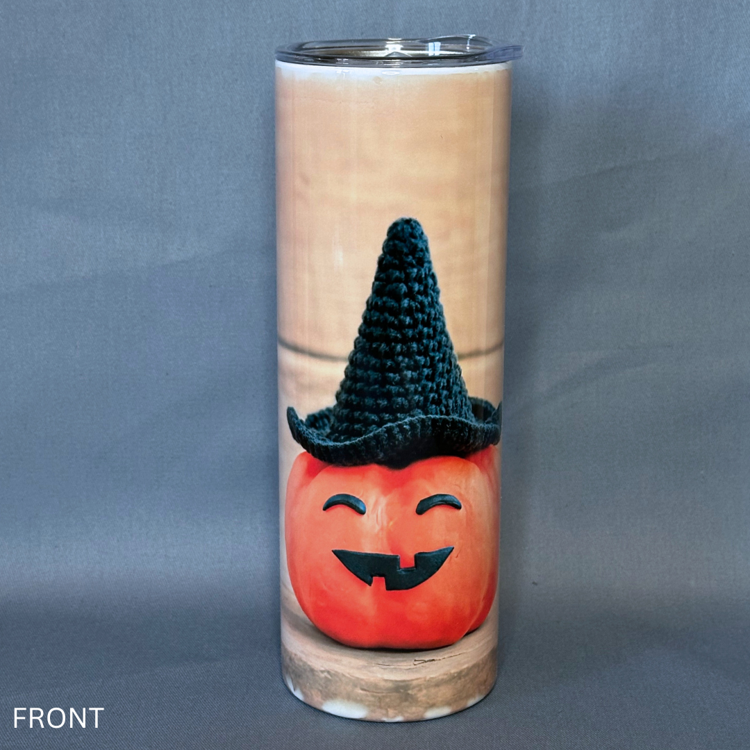 Crochet Pumpkin - Metal Tumbler with lid (Insulated)