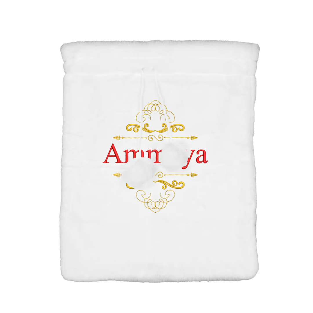 Custom Name Christmas sack-Fluffy White