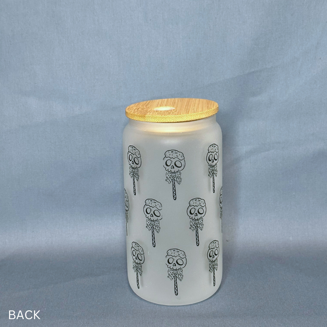 Skull Lollipop - Glass Tumbler with Bamboo Lid