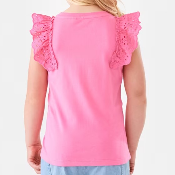 Custom Birthday Broderie Frill Sleeve T-shirt