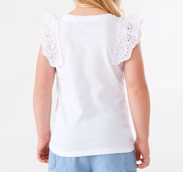 Custom Birthday Broderie Frill Sleeve T-shirt